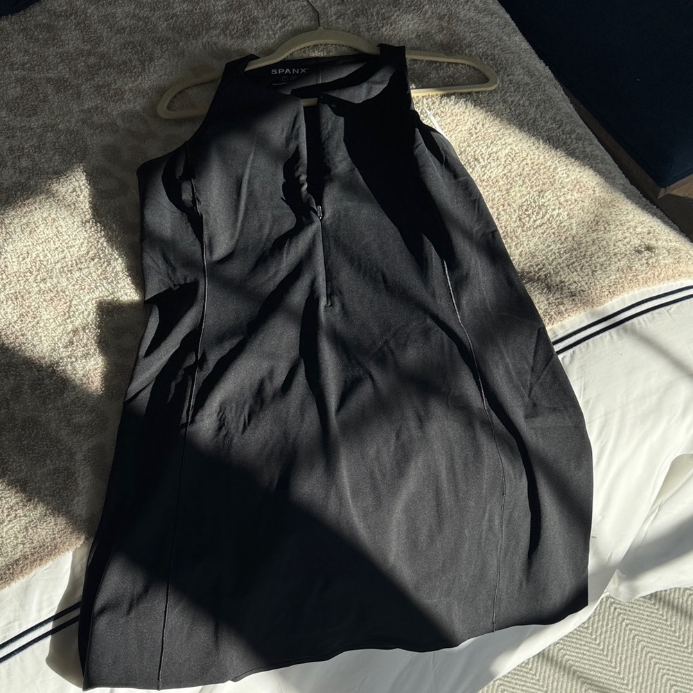 SPANX Black Sleeveless Shift Dress with Keyhole Neck